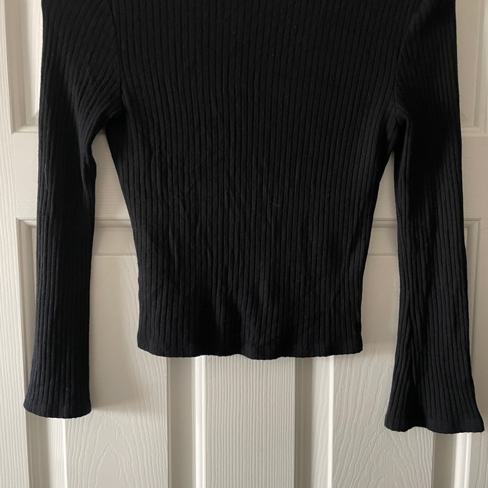 Reformation Black Ribbed Knit Top - Picture 6 of 6